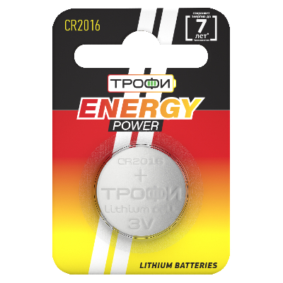 Батарейка Трофи CR2016-1BL ENERGY POWER Lithium (10/240/38400)