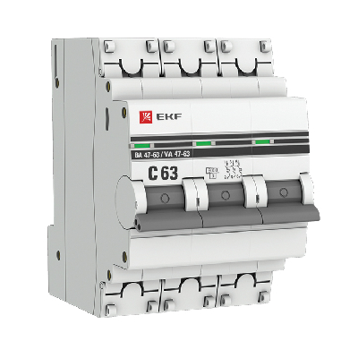 Выключатель автоматический трехполюсный 63А C ВА 47-63 6кА PROxima