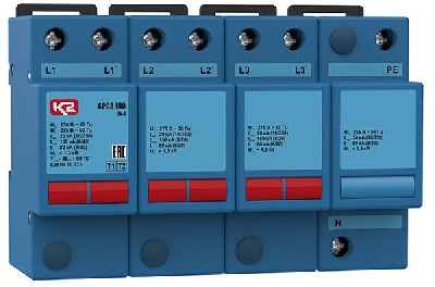 УЗИП SPC3 150 DS, 4-х полюсный, класс I+II, Iimp -20 кА (10/350), Imax (8/20) - 150 кА