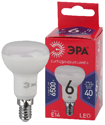 Лампа светодиодная LED R50-6W-865-E14 R  (диод, рефлектор, 6Вт, хол, E14) (10/100/3600) ЭРА