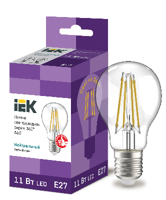 Лампа светодиодная LED 11вт Е27 белый FILAMENT