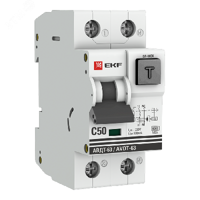 Выключатель автоматический дифференциальный АВДТ-63 50А/100мА C электромеханический тип A 6кА PROxima