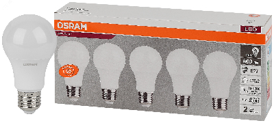 Лампа светодиодная LED 10 Вт E27 4000К 800Лм груша 220 В (замена 75Вт) OSRAM упаковка 5 шт