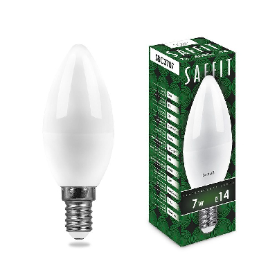 Лампа светодиодная LED 7вт E14 дневной матовая свеча