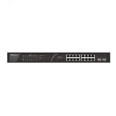 Коммутатор неуправляемый, PoE, 18 портов, 16x1000Base-T, 2x1000Base-X SFP, 247 Вт