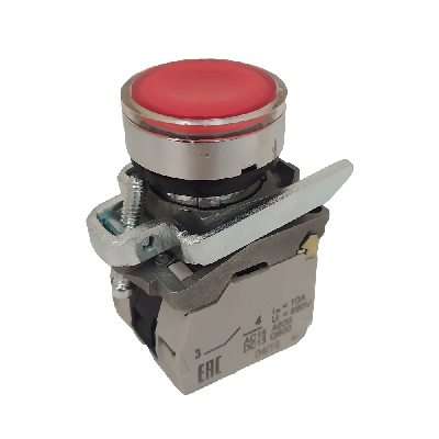 Кнопка КМЕ4611мЛС-24В-красный-1но+1нз-цилиндр-индикатор-IP65-