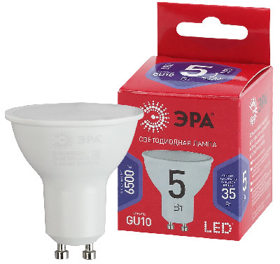 Лампа светодиодная LED MR16-5W-865-GU10 R  (диод, софит, 5Вт, хол, GU10) (10/100/2800) ЭРА