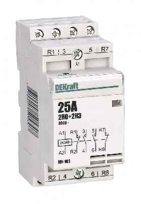 Модульный контактор 2НО+2НЗ 25А 230В МК-103       DEKraft