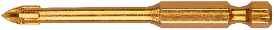 Сверло по кафелю, 4 режущие кромки, титановое покрытие, U-хвостовик под биту 5х71 мм