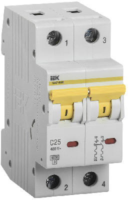 Выключатель автоматический ВА47-60M 2Р 25А 6кА С IEK