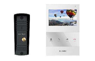 Комплект видеодомофон+вызывная видеопанель SLINEX SQ-04 White + ML-16HR Black